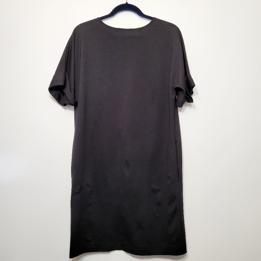 Natori Lightweight Black Ponte Floral Applique T-Shirt Dress Size Small - Picture 5 of 12